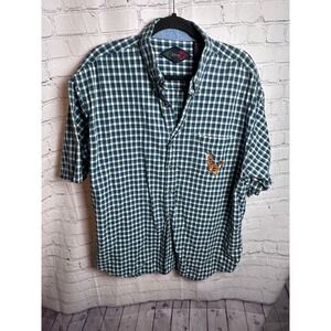 Disney Tigger Button Down Shirt Gingham Check Short Sleeve‎ Extra Large XL